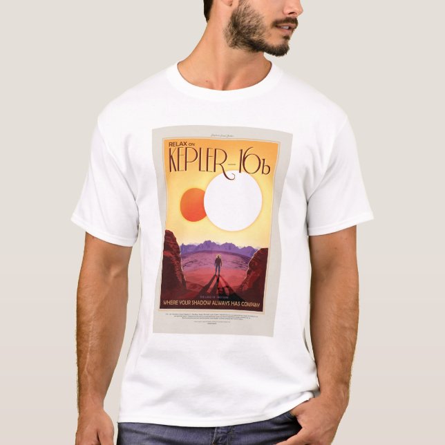 T-shirt Annonce de voyage Sci-Fi, Planet Kepler-16b (Devant)