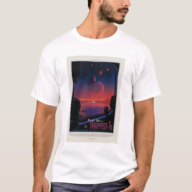 T-shirt Annonce de voyage Sci-Fi, Planet Trapist-1e (Devant)