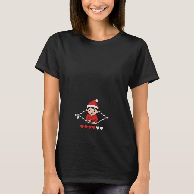 T-shirt Annonce Grossesse Femme Noel Costume Noël Enceinte (Devant)