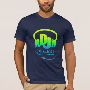 T-shirt Annonce vert-bleu d'écouteurs du DJ votre propre