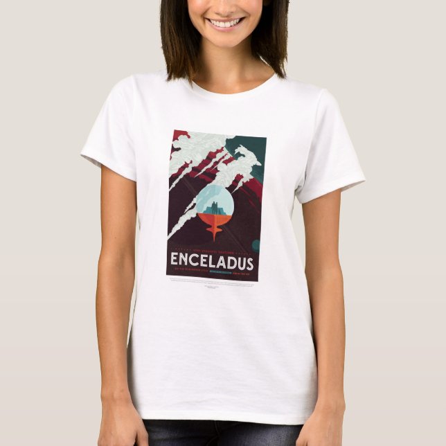 T-shirt Annonce Voyage Sci-Fi, Lune Encelade (Devant)