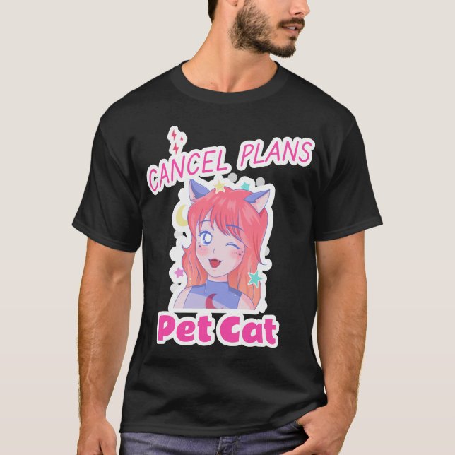 T-shirt Annuler les plans pour caresser le chat - Chat ama (Devant)