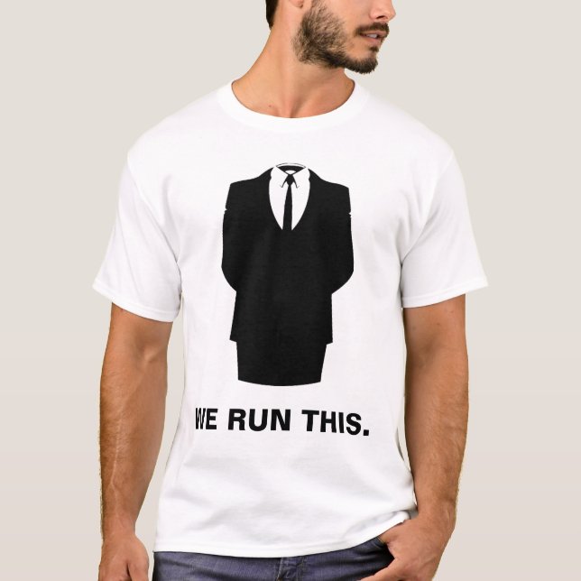 T-shirt anonyme "NOUS COURONS CE" blanc (Devant)