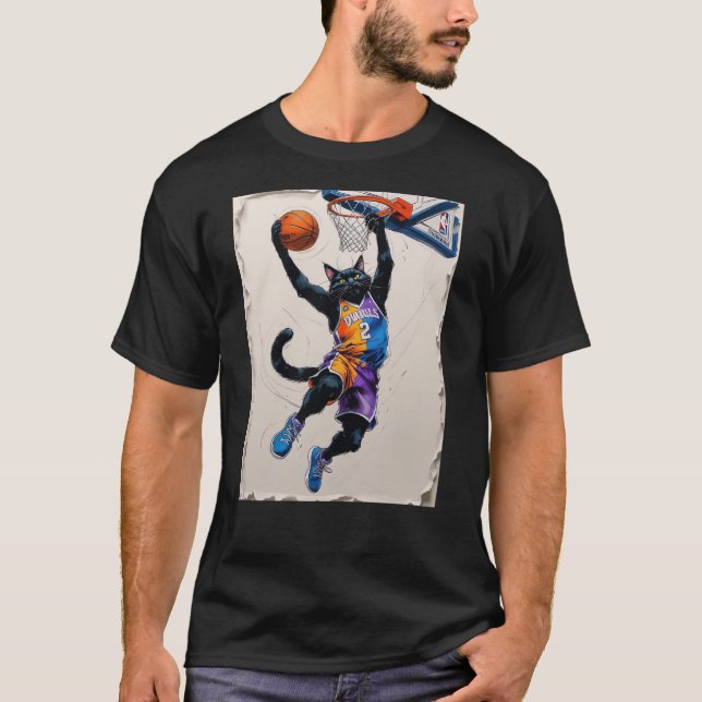 T-shirt Another black cat dunking a basketball! (Devant)