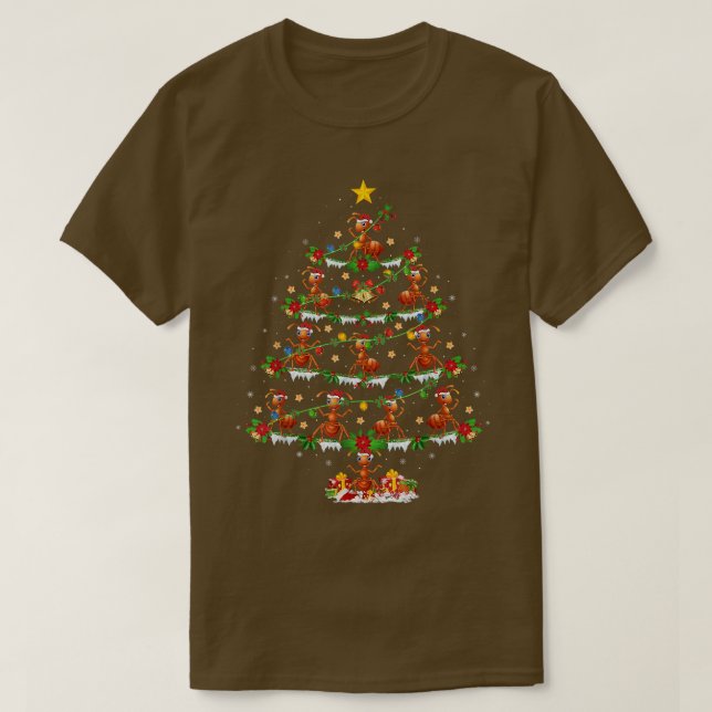 T-shirt Ant Lover Xmas Lights Ant Christmas Tree (Design devant)