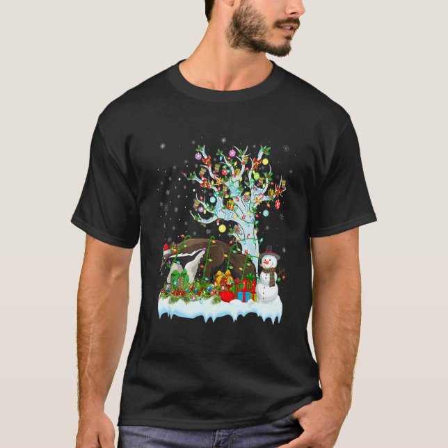 T-shirt Anteater  Santa's Hat Lighting Anteater Christmas  (Devant)