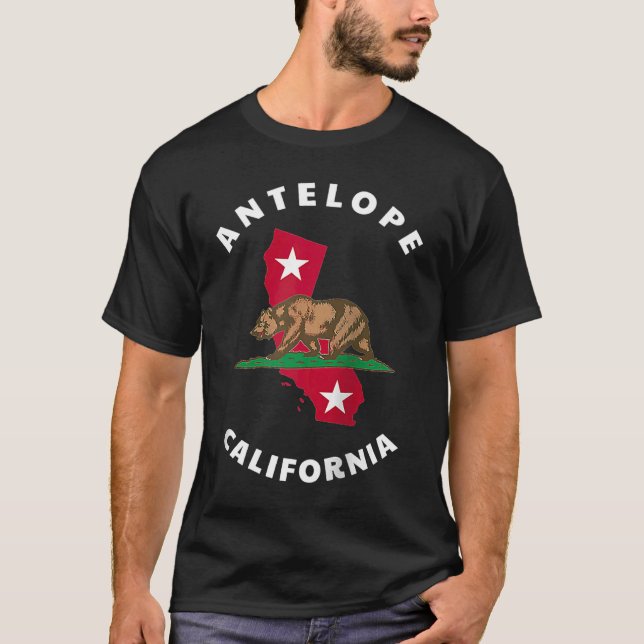 T-shirt Antelope California CA Flag and Bear Badge Souveni (Devant)