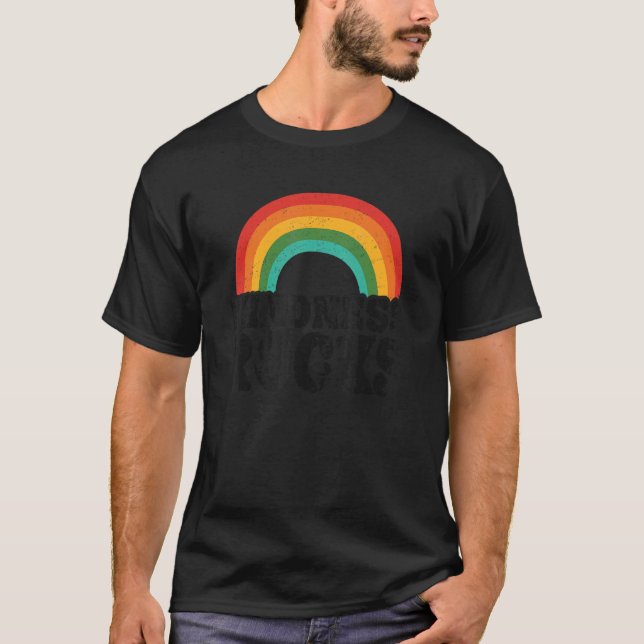 T-shirt Anti Bullying Hippie Retro Teacher Rainbow Kindnes (Devant)