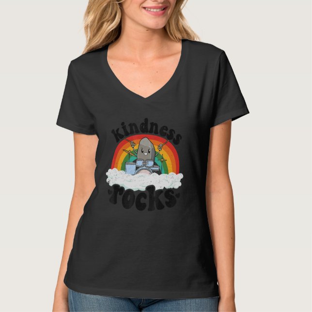 T-shirt Anti Bullying Rainbow Retro Music Teacher Kindness (Devant)