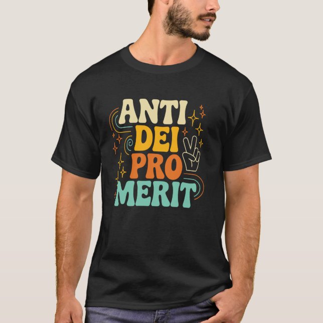 T-shirt Anti DEI Pro Mérite Graphique Déclaration Gras pou (Devant)