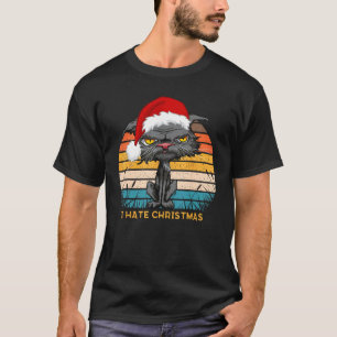 T-shirt Anti Noël Je déteste Noël Chat Ennuyé Rétro Sa