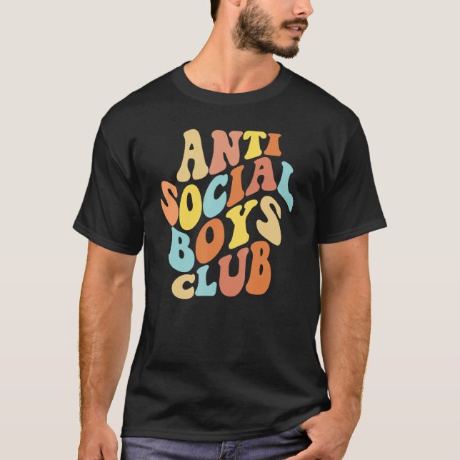 T-shirt Anti Social Boys Club Funny Introvert Anti-Social (Devant)