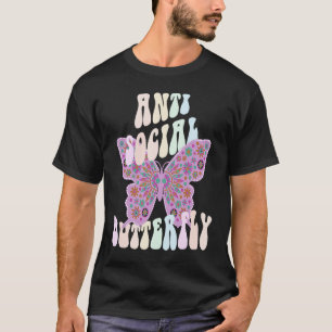 T-shirt ANTI SOCIAL BUTTERFLY Club Shy Retro Introvert Awk