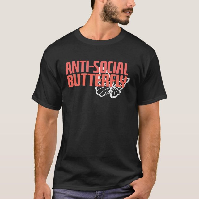 T-shirt Anti Social Butterfly  Introvert Social Distancing (Devant)