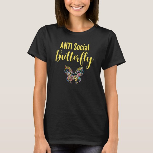 T-shirt Anti Social Butterfly Monarch Butterflies Wing Int (Devant)