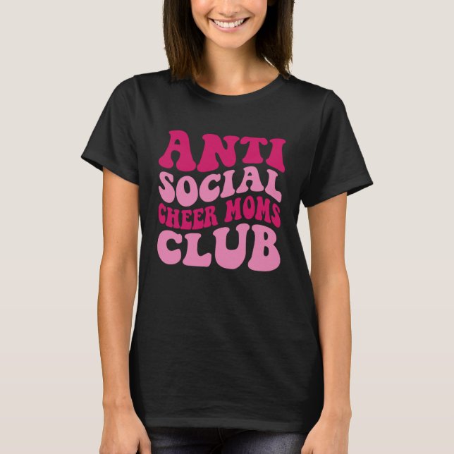 T-shirt Anti Social Cheer Moms Club  Mom Saying Groovy Wom (Devant)