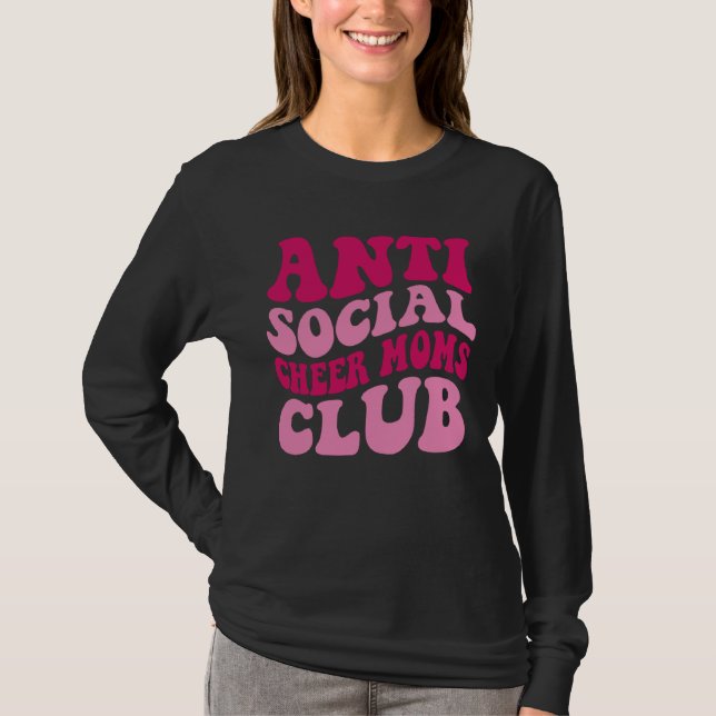 T-shirt Anti Social Cheer Moms Club  Mom Saying Groovy Wom (Devant)