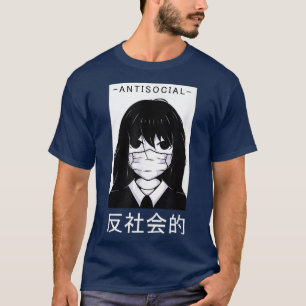 T-shirt Anti-Social Japonais Texte esthétique Manga Vaporw