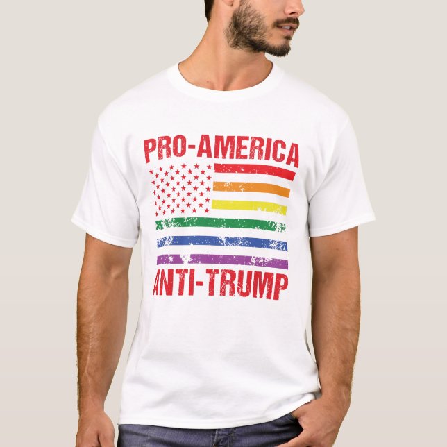 T-shirt Anti Trump LGBT Pride US Flag Pro Libéral américai (Devant)