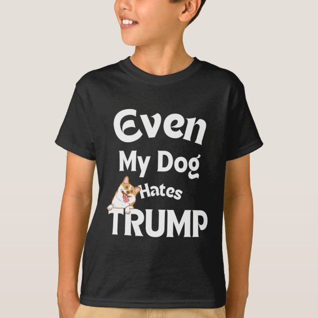 T-shirt Anti Trump Tee - shirts Dog Hates Donald 2 (Devant)