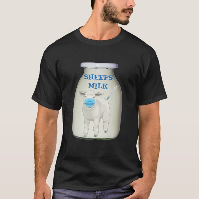 T-shirt Anti-Vaccin Et Masque Visuel Mouton Ou Lait De Ber (Devant)