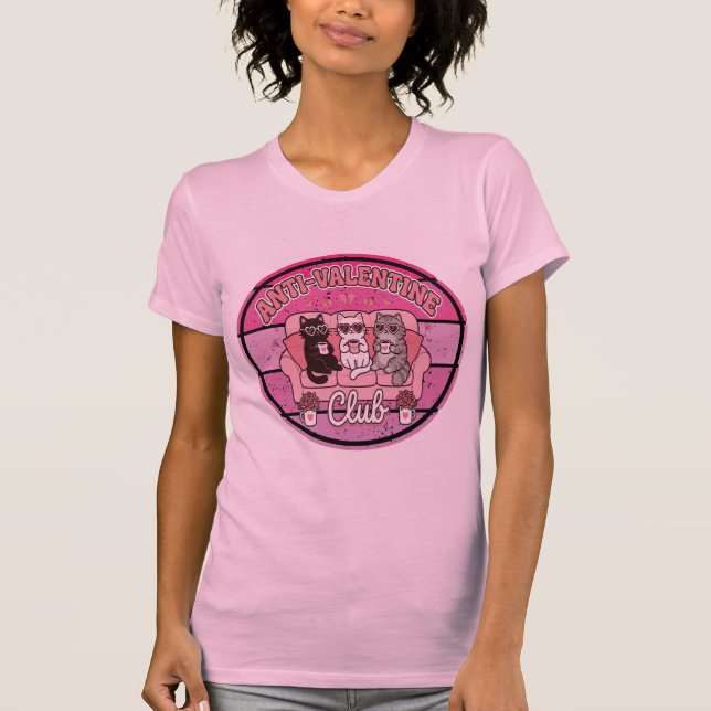 T-shirt Anti Valentine Club Funny Quote  (Devant)