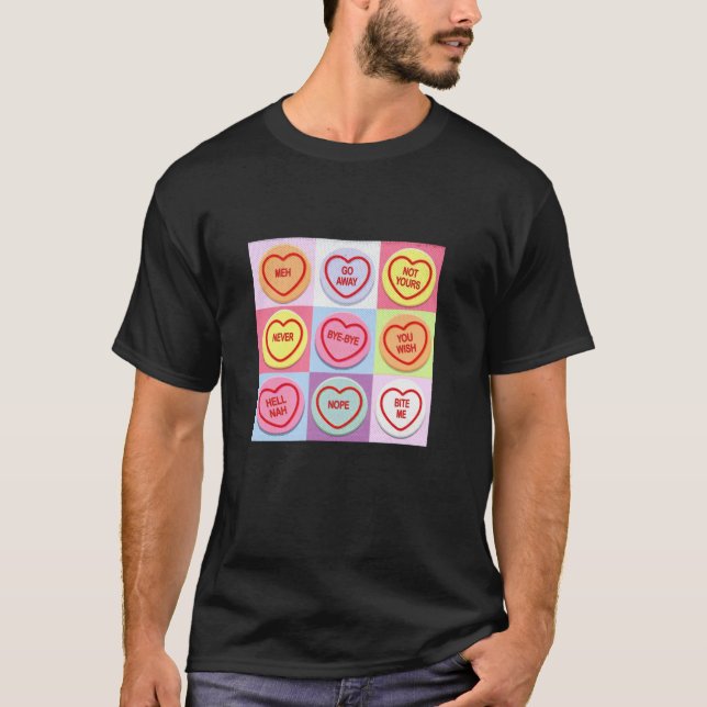 T-shirt Anti Valentines Day Drôle Bonbons Valentines Coeur (Devant)