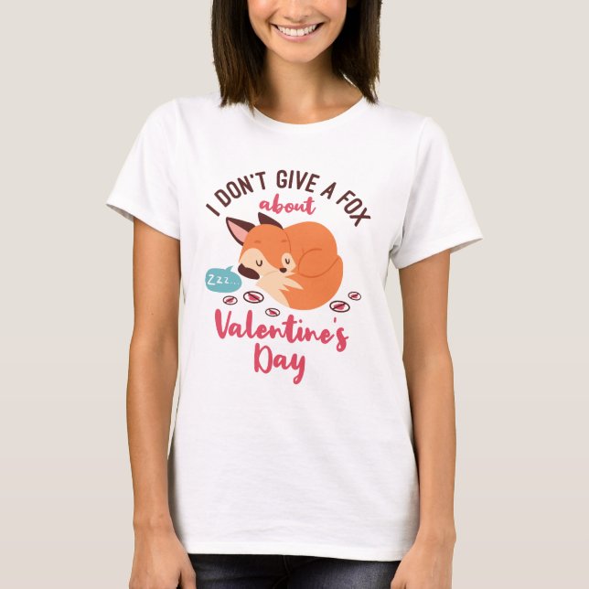 T-shirt Anti Valentine's Day Fox drôle single (Devant)