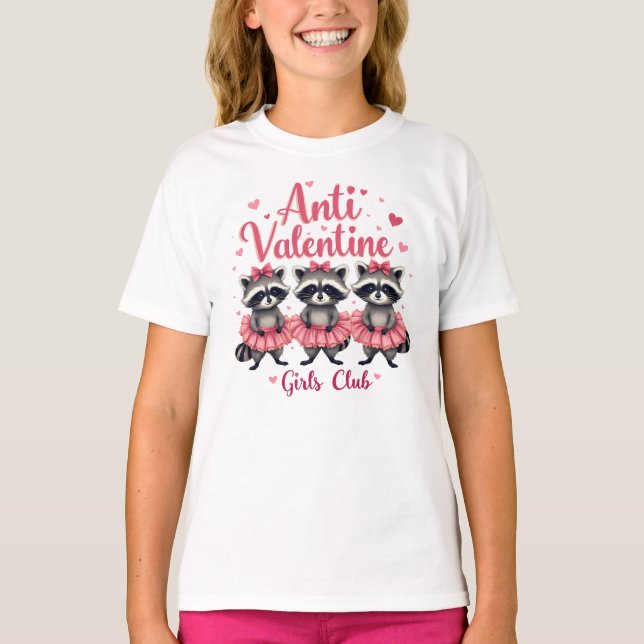 T-shirt Anti Valentine's Day Funny Raccoon Cute Kawaii (Devant)
