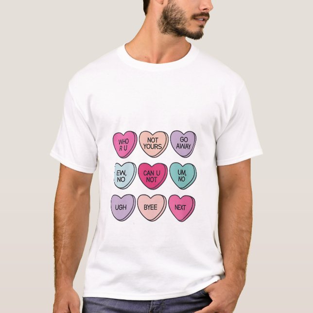 T-shirt Anti Valentine's Day Funny Single Awareness (Devant)