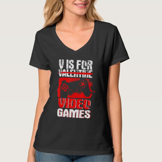 T-shirt Anti Valentines Day Video Games Gamer Boys  Men (Devant)
