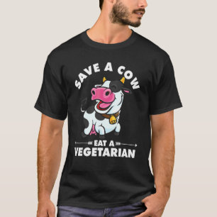 T-shirt Anti végan Sauver une vache Manger une vache végét