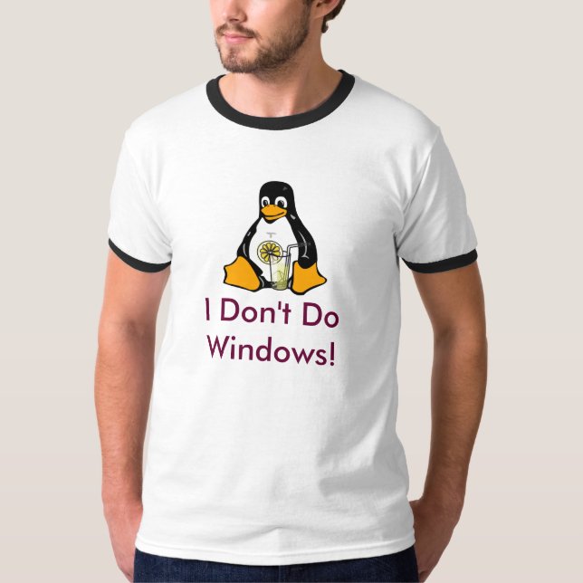 T-shirt Anti-Windows Tux (Devant)