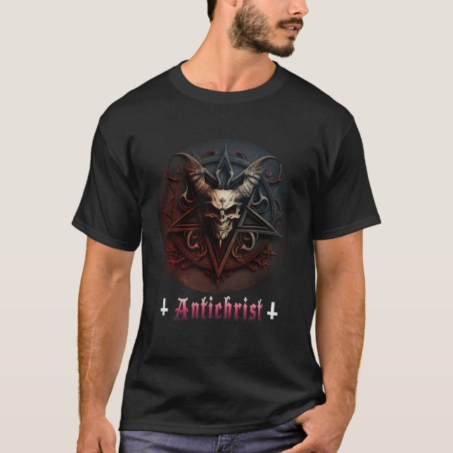 T-shirt Antichrist Satan Pentagram Satanist Gothic Devil (Devant)