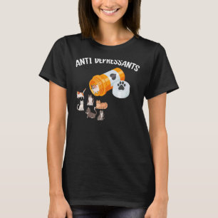 T-shirt Antidépresseur Chat Happy Pills Kitty Kitten Drôle