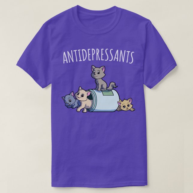 T-shirt Antidépresseur de chat drôle Chat Kawaii Chats com (Design devant)