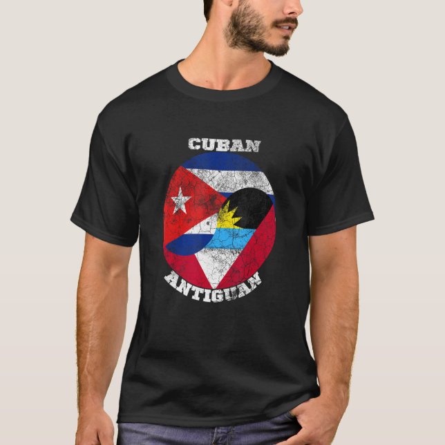 T-shirt Antigua and Cuba flag, Half Cuban Half Antiguan (Devant)