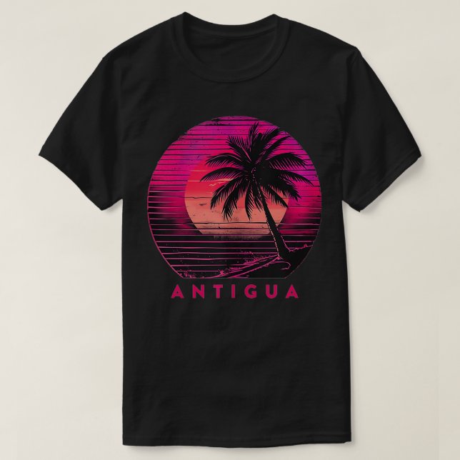 T-shirt Antigua Barbuda Beach Palm Trees été coucher de so (Design devant)