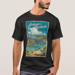 T-shirt Antigua-et-Barbuda Art de voyage peint Vintage