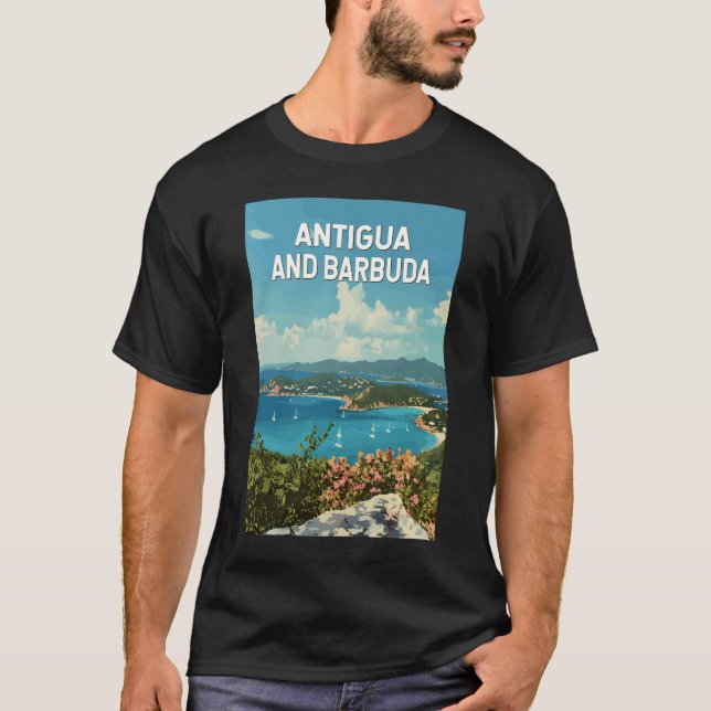 T-shirt Antigua-et-Barbuda Illustration Voyage Art Retro (Devant)