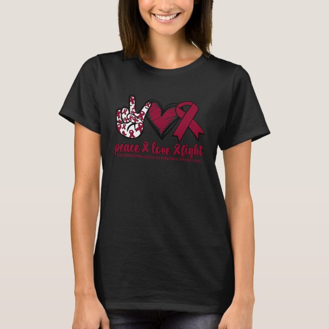 T-shirt Antiphospholipid Syndrome Burgundy Ribbon Peace Lo (Devant)