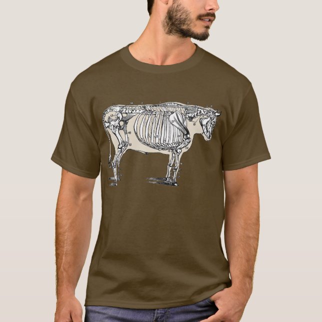 T-shirt Antique Cow Skeleton Bones (Devant)