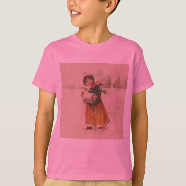 T-shirt Antique Fille de Noël Enfant d'hiver (Devant)