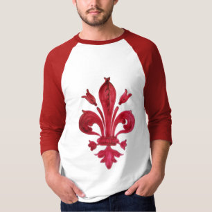 T-shirt ANTIQUE FLEUR ROUGE DE LIS EN Héraldique BLANC