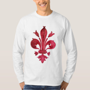 T-shirt ANTIQUE FLEUR ROUGE DE LIS EN Héraldique BLANC