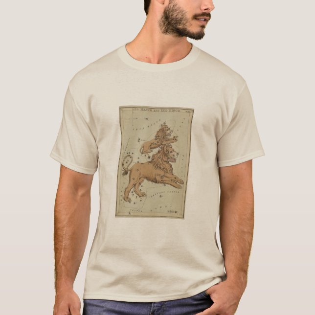 T-shirt Antique LEO Constellation Carte Astronomie Design (Devant)