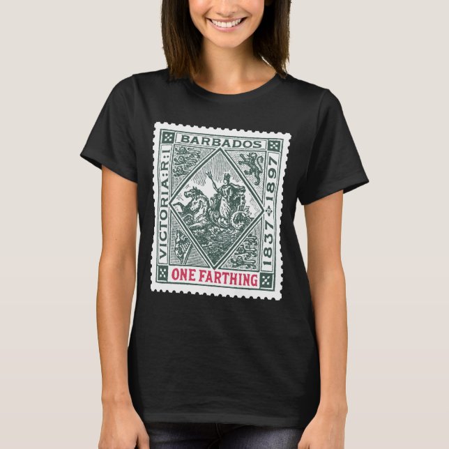 T-shirt Antique Postage Barbades vert (Devant)