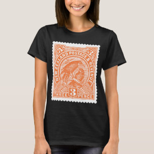 T-shirt Antique Postage Timbre Nouvelle-Zélande Oiseaux Or