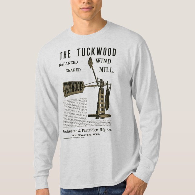 T-shirt Antique Wind Mill The Tuckwood Whitewater Wis 1889 (Devant)