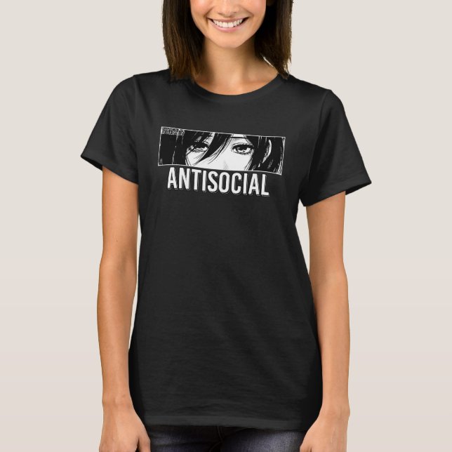 T-shirt Antisocial Anime Girl Japanese Eyes Introvert Otak (Devant)
